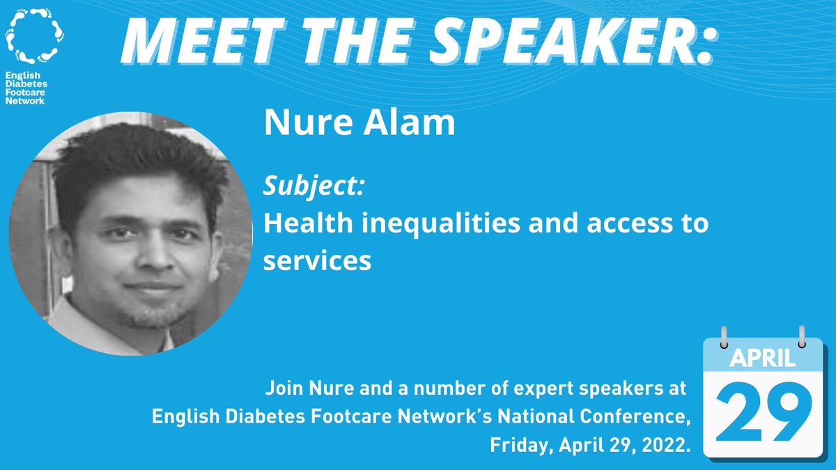 🗨️MEET THE SPEAKER

Specialist Podiatrist Nure Alam will explore the factors that lead to health inequalities and what is being done to improve access, as part of the EDFN national conference on April 29.

Read more➡️bit.ly/3MfoZuX

<a href="/RDLlondon/">R Leigh</a>