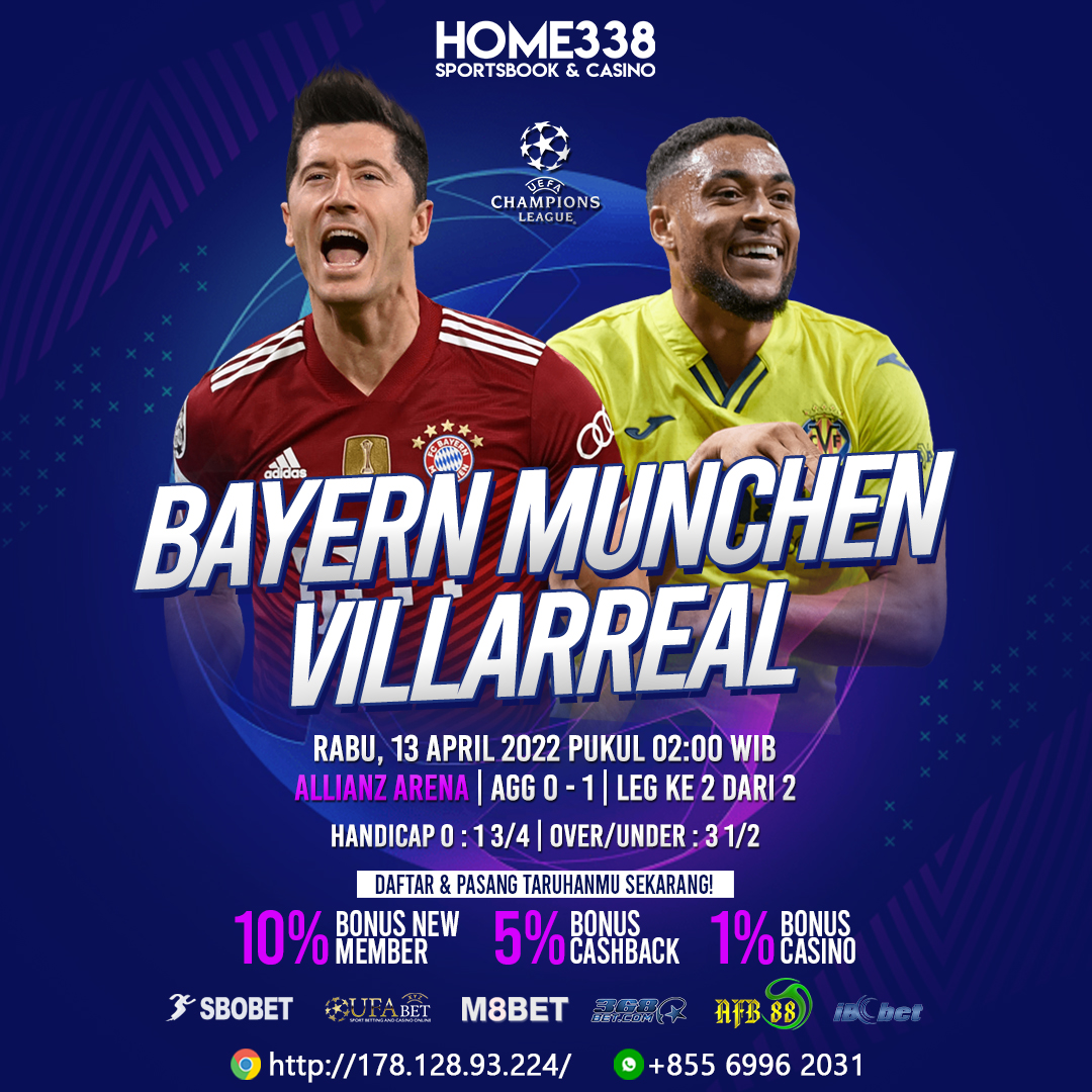 home338com's tweet photo. Bayern Munchen vs Villarreal
Leg Kedua | Agg 0 - 1
Kamis, 12 April 2022 Pukul 02.00 WIB

Pasang Taruhanmu Hanya di HOME338, Karena Menang Berapapun Pasti Dibayar!

Link HOME338 : https://t.co/4Rb9579ZQS
#ChampionsLeague #UCL #villarreal #bayernmunchen #Home338 https://t.co/sgG0NDVys7
