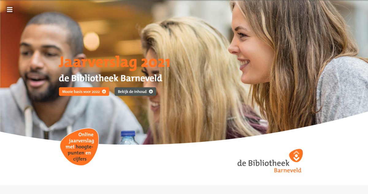 We sluiten 2021 met trots af met ons jaarverslag!
Het was een jaar waarin we een mooie basis legden voor 2022. Met de herinrichting, nieuwe samenwerkingen en de start van ons IDO in Barneveld, voorleesprojecten in de wijk en nog veel meer: …arverslag2021.bibliotheekbarneveld.nl