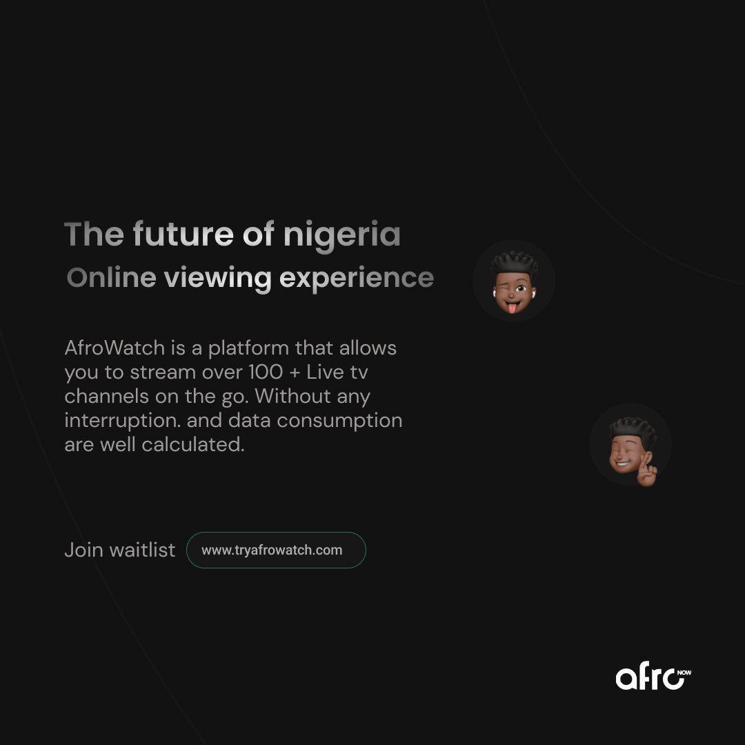 afroWatchHQ's tweet photo. Our waitlist is now up!

Join our waitlist to get notified first once we launch and also get a early preview🎉

Head over to https://t.co/yaPqVz7i1D now 🚀 https://t.co/KryHUKMylb
