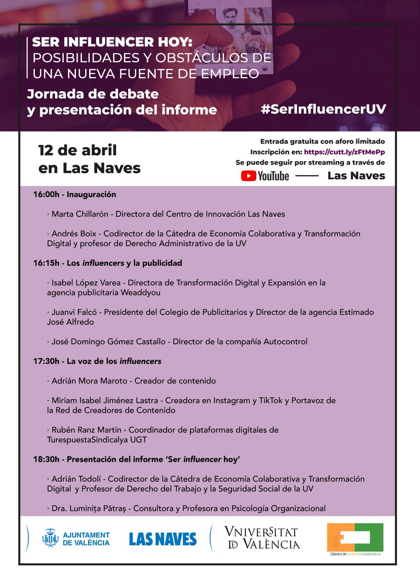 📢📢 HOY presentamos en informe 'Ser #influencer hoy: posibilidades y obstáculos de una nueva fuente de empleo', además de debatir en una jornada sobre esta figura, qué condiciones laborales tienen o a qué retos se enfrentan, entre otros. 👇👇