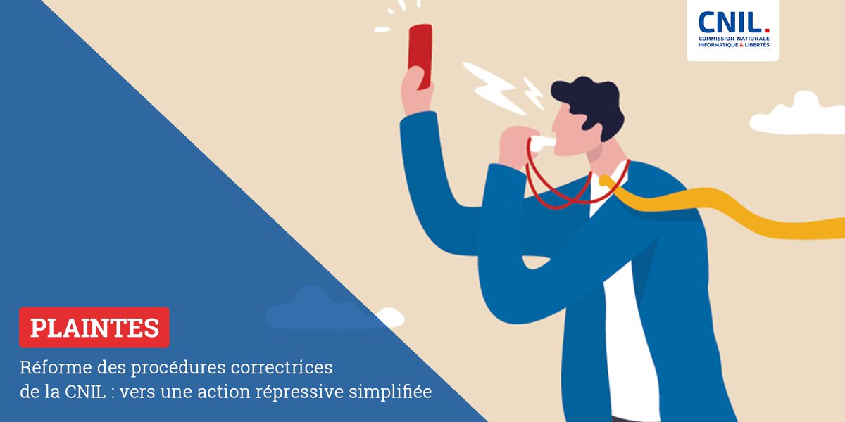 🚩Réforme des procédures répressives : parmi elles, une nouvelle procédure pour les dossiers peu complexes.
Objectif : permettre à la CNIL de mieux agir face à l’afflux de #plaintes depuis l’entrée en application du #RGPD 👉 cnil.fr/fr/reforme-des…