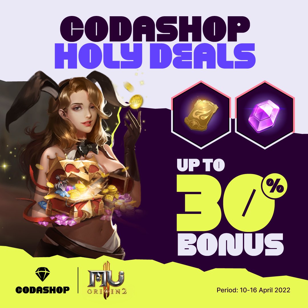 Codashop_ph's tweet photo. Holy Deals 😱 Did you say discounts and bonuses?
Grab it now for MU Origin 2, One Punch Man, and Tinder when you top up in Codashop! 😉
Read more about it here: https://t.co/0sjtrIx9ZS
Promo runs from April 10-16.
#MUOrigin2 #OnePunchMan #Tinder
#Codashop https://t.co/KvrI6O0Jwm