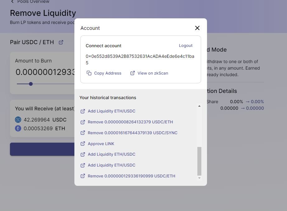 duql553's tweet photo. Did you heard about #zkSync ?
@syncswap
 
I've just tested it a lot! You can see my swaps and liquidity pools on the screenshots.

join discord: https://t.co/J2ku9dhA2F

#L222 #zkSync #Layer2 #ZKRollup #testnet #Etherium https://t.co/7NgzKLNtew