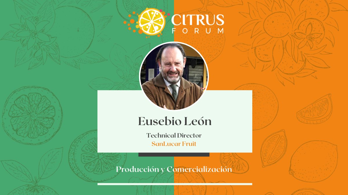 Seguimos presentando ponentes de #citrusforum!
🗣️ Eusebio León es director técnico en SanLucar Fruit y nos hablará de producción, exportación y situación actual de los cítricos en Sudáfrica.

+info: mtr.bio/citrusforum