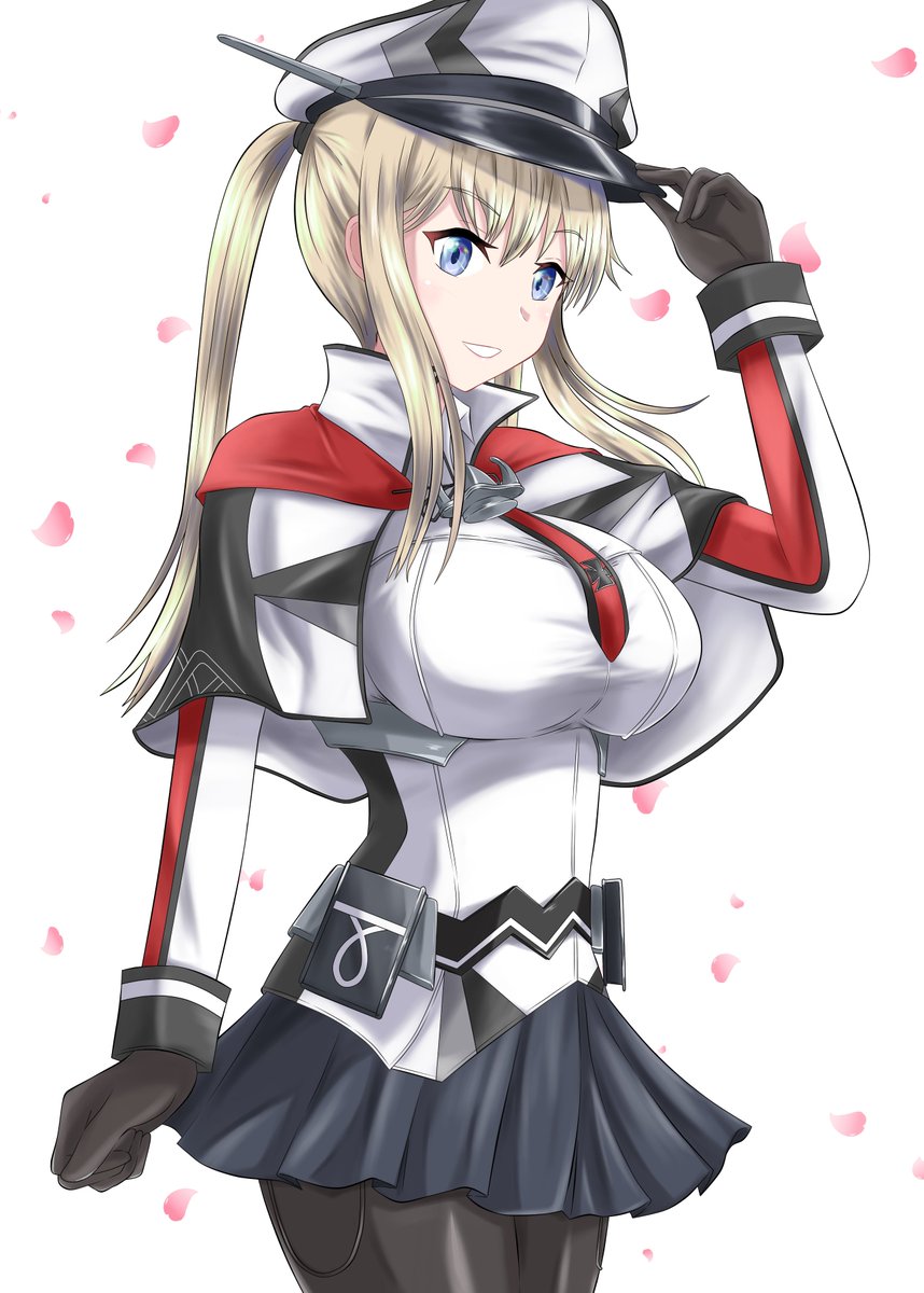 graf zeppelin (kancolle) 1girl solo blonde hair peaked cap hat pantyhose twintails  illustration images