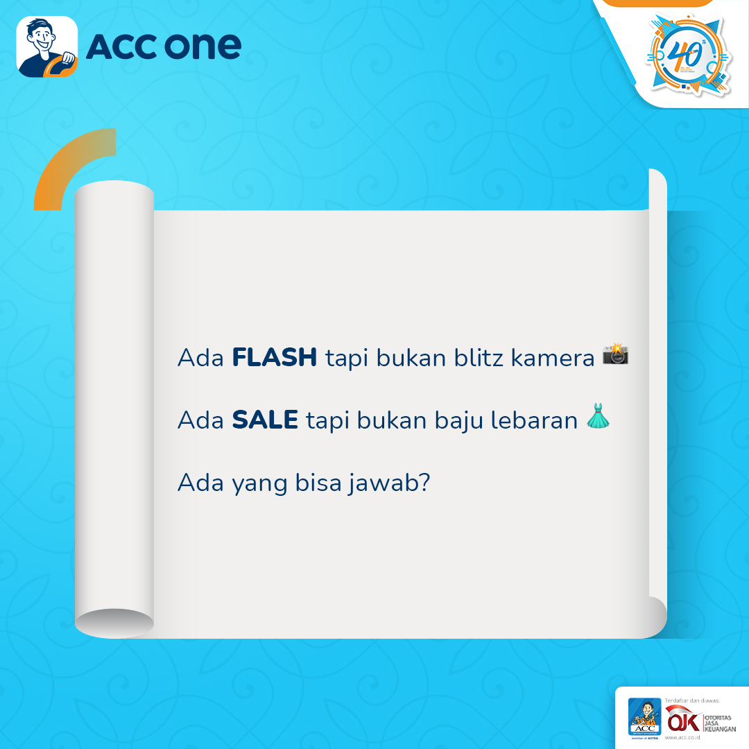 acconeid's tweet photo. Jawabannya gampang banget!
#ACCWujudkanImpian
#ACCFlashSale
#KreditMudahDenganACC
#FlashSale https://t.co/db3uC40ZWE