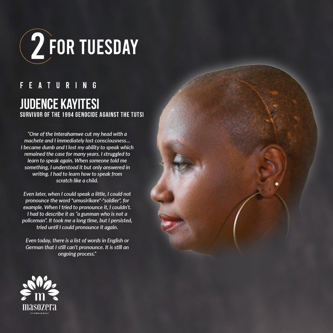 masozera_africa's tweet photo. Today on 2 FOR TUESDAY, we bring you a feature on trauma healing &amp; grief, featuring Ms. @JudenceK .

Look out for her full story➡️https://t.co/PJKa6C5Cxo as we continue to reflect on the 1994 genocide against Tutsi &amp; uplift survivors whose wounds remain ever present.

#Kwibuka28 https://t.co/1aBWnZ2X8X