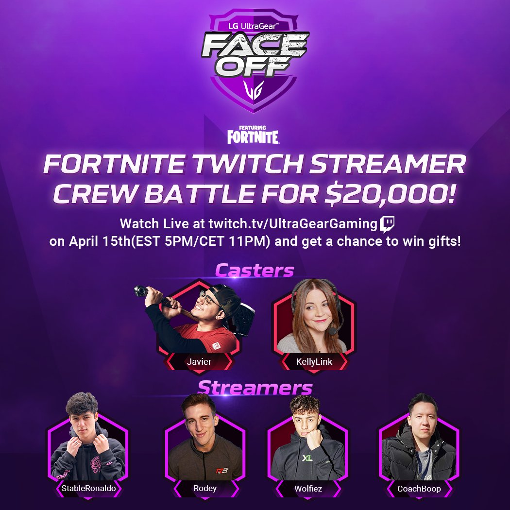 LGGamingGlobal's tweet photo. UltraCity created in Fortnite
#StableRonaldo #Rodey #Wolfiez #CoachBoop compete for Crew Battle!

Watch Live at https://t.co/DyzeigVCcF 
on April 15th and get a chance to win gifts!

1️⃣Follow Twitch UltraGearGaming Channel
2️⃣Answer the quiz posted on the chat during LIVE https://t.co/zNA5ncVSM7
