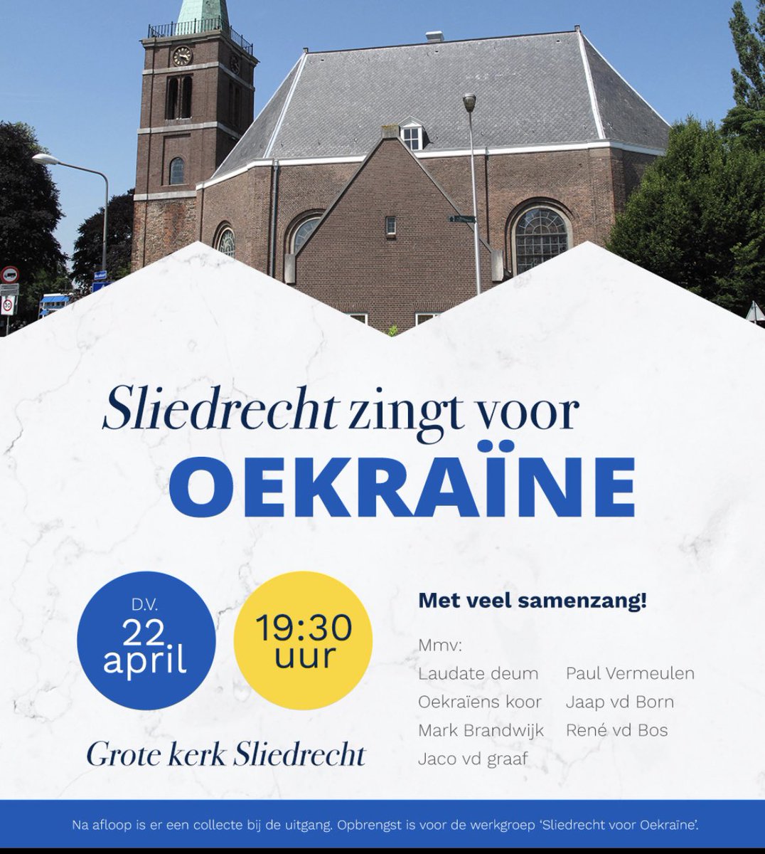 Welkom! #samenzingen #goededoel vrijdag 22/04 19:30 uur - grote kerk #sliedrecht <a href="/Sliedrechtgem/">Gemeente Sliedrecht</a> <a href="/SGPCUSliedrecht/">SGP-ChristenUnie Sliedrecht</a> <a href="/CDAsliedrecht/">CDA Sliedrecht</a> @GKSliedrecht <a href="/MooiSliedrecht/">Mooi Sliedrecht</a> <a href="/CGKBethel/">CGK BethelSliedrecht</a>