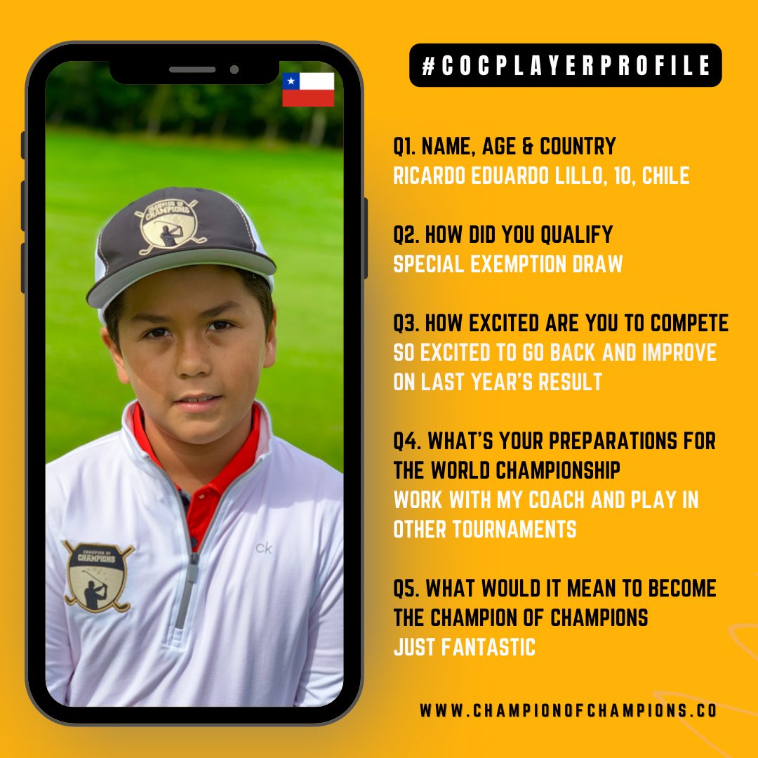Champ_Of_Champs's tweet photo. #COCPLAYERPROFILE
This weeks World Championship Player Profile comes from Chile’s Ricardo Eduardo Lillo 🇨🇱
We look forward to welcoming Ricardo and 250 Champions from over 40 countries to the ‘Champion of Champions’ World Championship in July 🌍
https://t.co/5wMNqL6XIr https://t.co/mz5Ja1C6MN