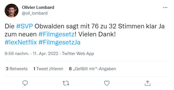 samuhasler's tweet photo. FAKE NEWS! Die Befürworter des #Filmgesetz müssen anfangen zu lügen, weil ihnen die Argumente ausgehen! Ein solches Verhalten ist unserer Demokratie unwürdig!
#lexNetflix #filmgesetznein 

Zur Info: Die #SVP OW fasst am 12.04.22 die Parolen! https://t.co/5zLB1uig0S