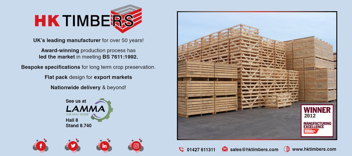 HKTimbers's tweet photo. Come and celebrate 40 years of @lammashow
with us in May at the NEC, Birmingham.
Be sure to hit the link to register for your free entry ticket today! https://t.co/tevR1vVjtc
#LAMMA #LAMMA22 #LAMMA2022 #hktimbers #potatobox #bestboxaround #vegetablebox #agricultureandfarming https://t.co/lZ5OD8DYA5