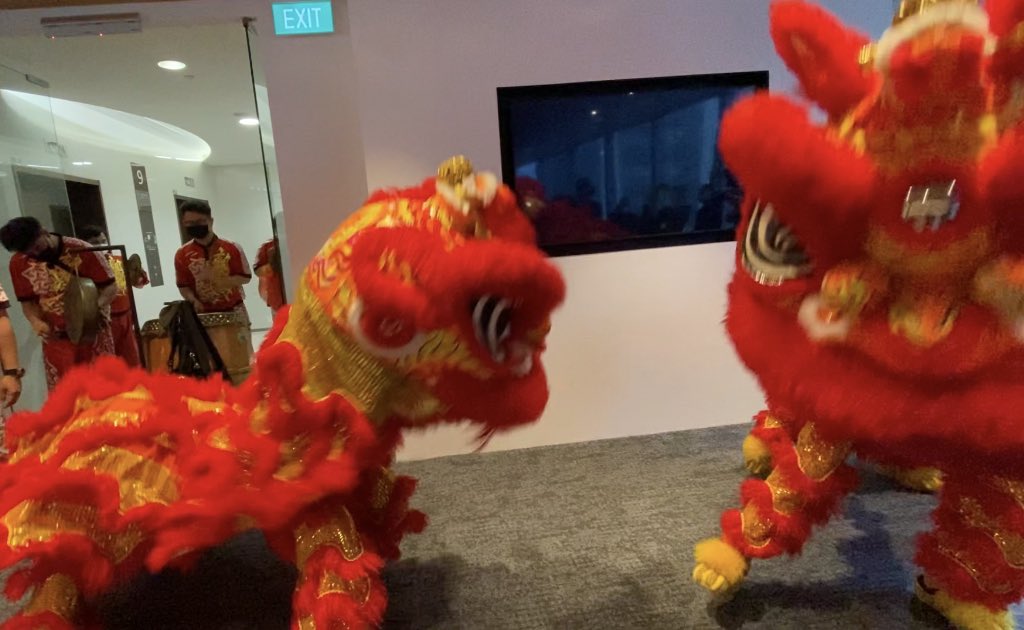 dossip's tweet photo. Singapore official office opening, ribbon cutting, lion dance, and town hall.  Loved spending time with our amazing people! https://t.co/RtqC23IAj9
