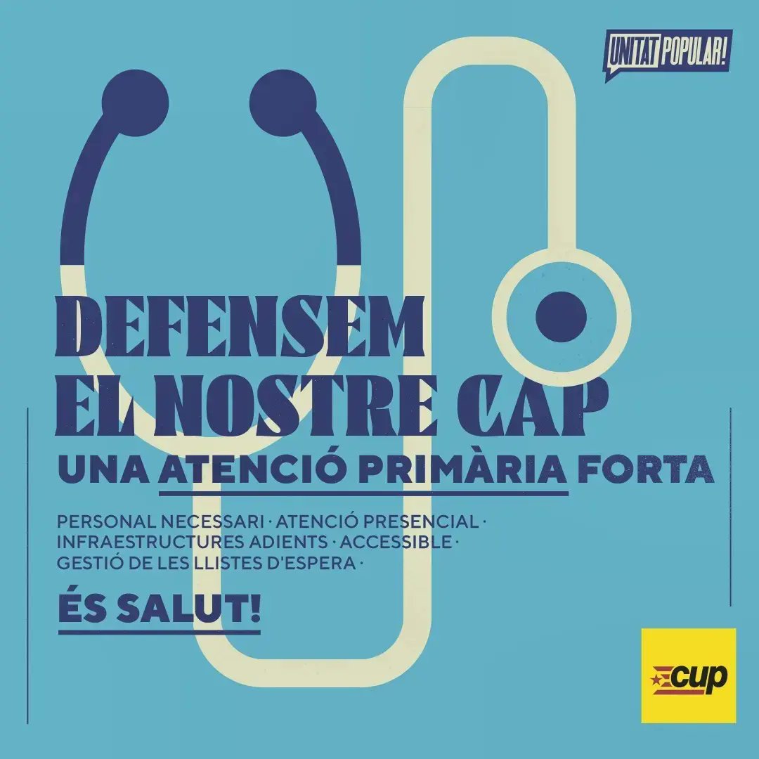 CUPOlot's tweet photo. SANITAT 🧑‍⚕️ Defensem l'enfortiment dels Centres d'Atenció Primària (CAP). 

És imprescindible que el Govern de la Generalitat enforteixi l’Atenció Primària com a servei bàsic per a la població. Per un sistema sanitari públic, universal i de qualitat! #Olot #Garrotxa https://t.co/vuI4cHRlvv