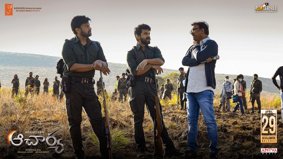 KonidelaPro's tweet photo. Few hours to witness the MASS MAGIC this trio has created 🔥🔥

#AcharyaTrailer Grand Launch in Theatres @ 5:49 PM &amp; YouTube Release @ 7:02 PM🔥

#AcharyaOnApr29

Megastar @KChiruTweets @AlwaysRamCharan #Sivakoratala @MsKajalAggarwal @hegdepooja @SonuSood @MatineeEnt @KonidelaPro https://t.co/Shogn6QzTm