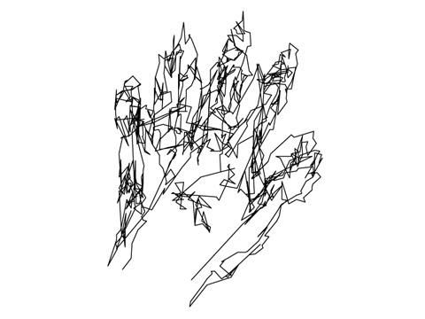 Digital Art History: Eye-drawings (1992-3) by Jochem Hendricks were done directly with the eyes. By means of technical aids, eye movements were traced &amp; digitised during the visual process of looking at something, so as to be able to do an ink-jet print out of these movements