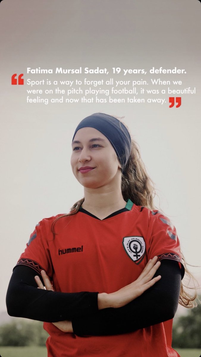 AfghanWnt's tweet photo. “Sport is a way to forget all your pain.when we were on the pitch playing football, it was a beautiful feeling and now that has been taken away from the women of Afghanistan 🇦🇫” #hummel @hummel1923 #TogetherUnbreakable https://t.co/AOnkWQoLRt