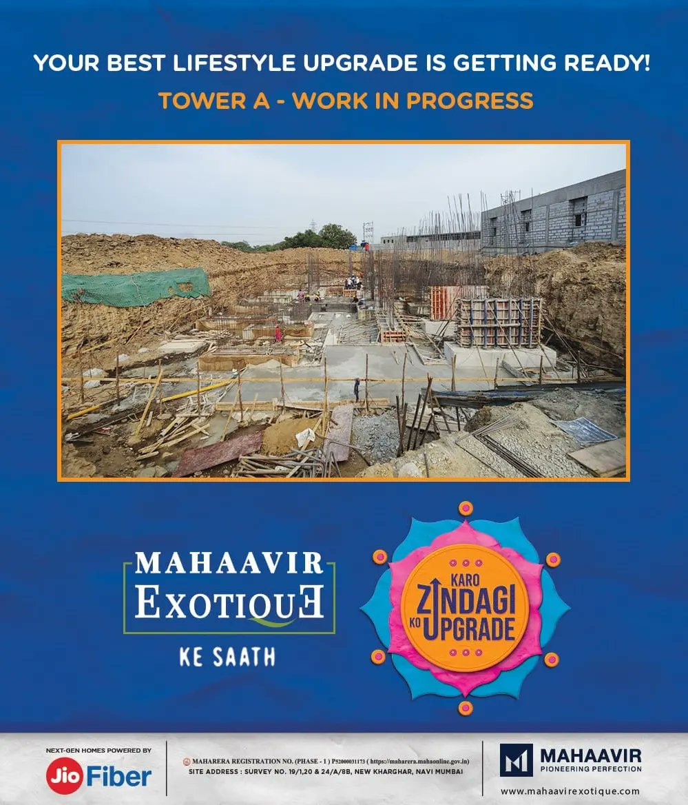 mahaavirhomes's tweet image. Inching closer to upgrading you to the best lifestyle you deserve! 
Mahaavir Exotique&apos;s TOWER A - WORK IN PROGRESS gets initiated in full swing.

#Mahaavir #MahaavirExotique #ProjectLaunching #NewLaunch #NewLaunchAtKharghar #RealEstate #Luxury #NewHome #NewKharghar #Kharghar