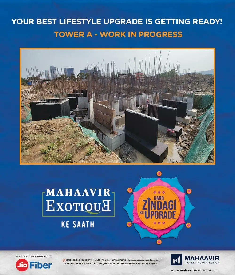 mahaavirhomes's tweet image. Inching closer to upgrading you to the best lifestyle you deserve! 
Mahaavir Exotique&apos;s TOWER A - WORK IN PROGRESS gets initiated in full swing.

#Mahaavir #MahaavirExotique #ProjectLaunching #NewLaunch #NewLaunchAtKharghar #RealEstate #Luxury #NewHome #NewKharghar #Kharghar