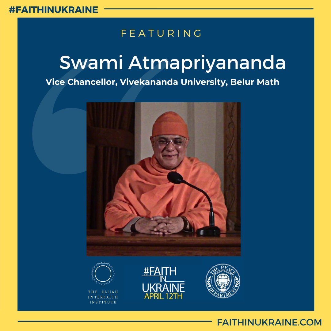 To violence, Swami Atmapriyananda responds with wisdom and purpose from Hinduism's sacred Yajur Vedas. Learn more from our world faith leaders at 10:00 New York / 15:00 London / 17:00 Local Ukraine time as they share live for #FaithInUkraine at FaithInUkraine.com