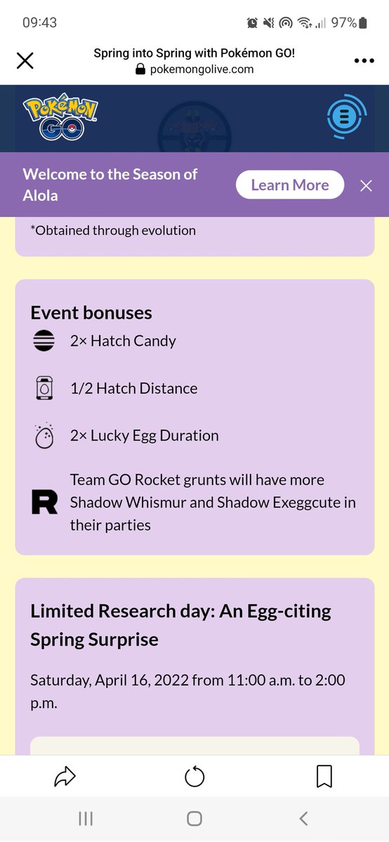 James34106994's tweet photo. Some good bonuses during the spring pokemon go event https://t.co/IRARCWMjLc