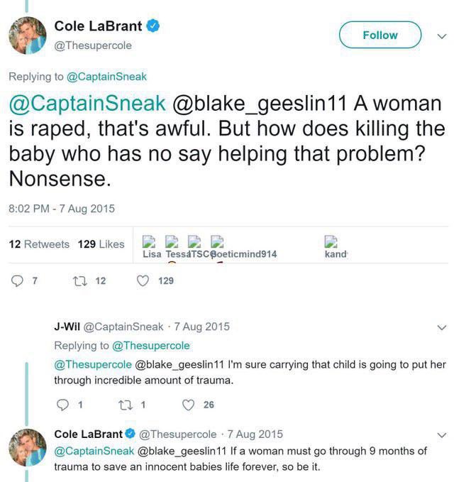 HannahThirlwall's tweet photo. I actually feel so sick omgggg #Labrantfamily #ColeLaBrant #ProLife https://t.co/CqfG96BRrR