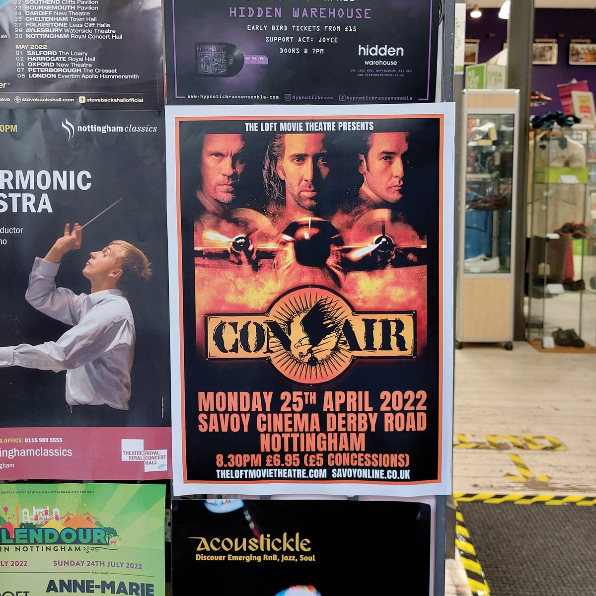 We were in town yesterday putting up posters for our next screening: CON AIR! A big thank you to all the wonderful businesses that let us use their walls, windows and shop doorways! 🖤
You can book your seats here:
savoyonline.co.uk/SavoyNottingha…