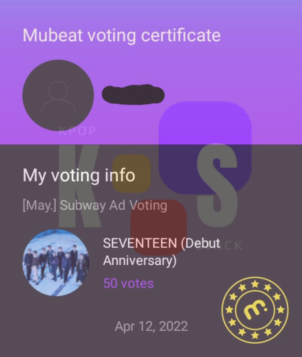 KpopStack's tweet photo. CLOSED‼️
#kpopstackPROOFS

Congratulations #SEVENTEEN
✔ 150 beats for Mubeat: May anniversary poll https://t.co/eNpXR91fHB