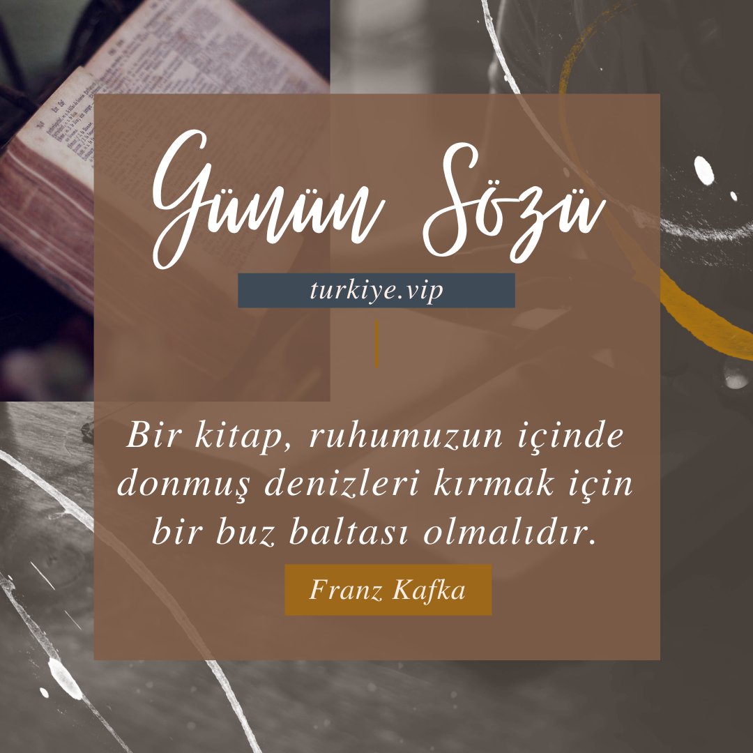 Bir kitap, ruhumuzun içinde donmuş denizleri kırmak için bir buz baltası olmalıdır. #buzbaltası #donmuşdeniz #kitap #okumak #kitaplar #kitapoku #kitapokuyorum #yazar #oku #okuyorum #özlüsözler #gününsözü #sözler #güzelsözler