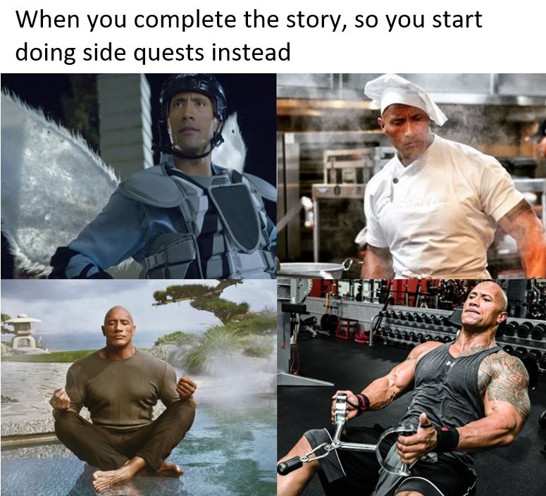 So many side quests, so little time. 🎣🚗🎮

#ebgamesaus #videogames #gaming #memes #gamingmemes #therock #dwaynetherockjohnson #sidequests
