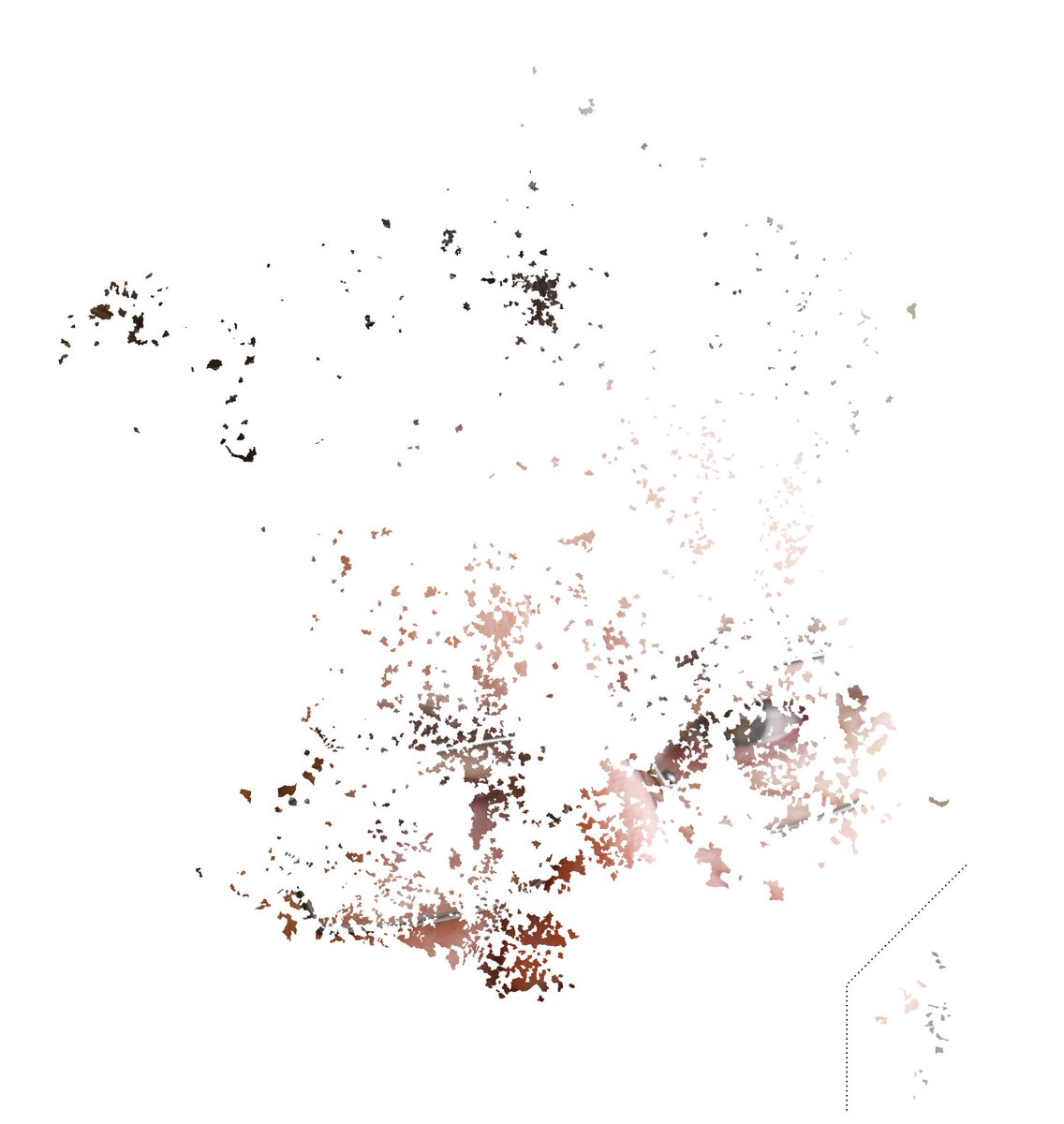 CARTE TRÈS IMPORTANTE

La carte de France, sauf que c'est la photo du candidat affichée uniquement dans les communes qu'il ou elle a remporté

1. Macron
2. Le Pen
3. Mélenchon