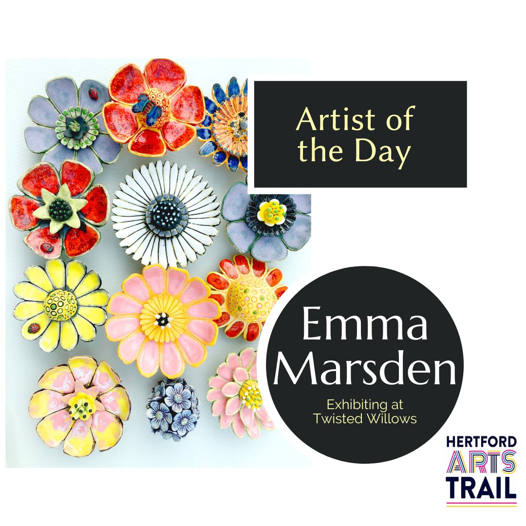 'Artist of the Day' as part of the 'Hertford Arts Trail'. Today's artist is Emma Marsden, exhibiting at Twisted Willows.  Her ceramics and paintings are colourful, fun and tell a story. Swing by to take a look!  More details at ow.ly/zMO950Izu8q #hertfordartsfestival