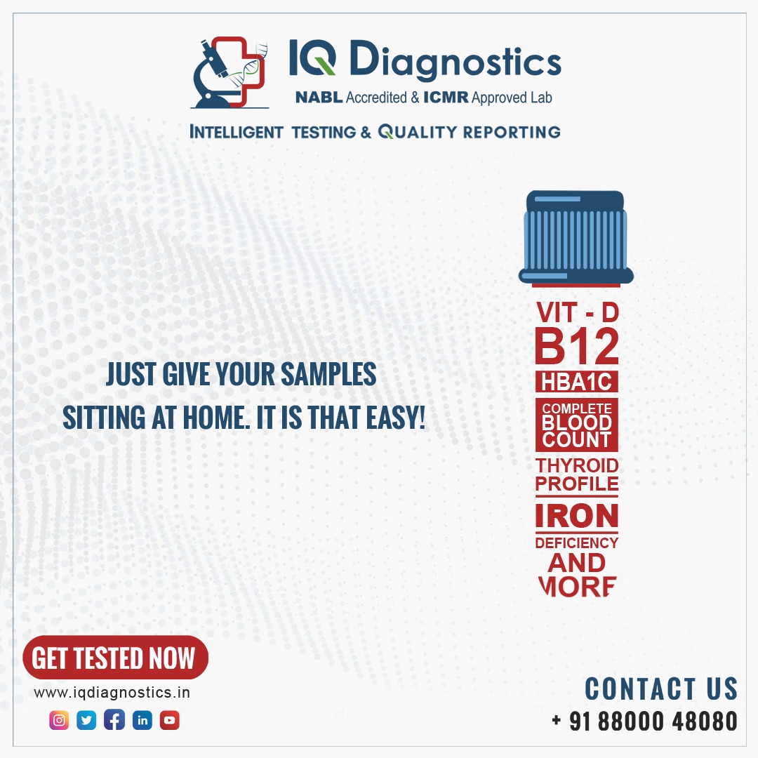 Just give your samples sitting at home. #homecollection #Pathology  #Pathology #Diagnostics #iqdiagnostics #Healthcheckups #diagnosticlabs #pathlabs #diagnosticservices #testingservices #expertdoctors #labinnoida #Noida #GreaterNoida #Ghaziabad