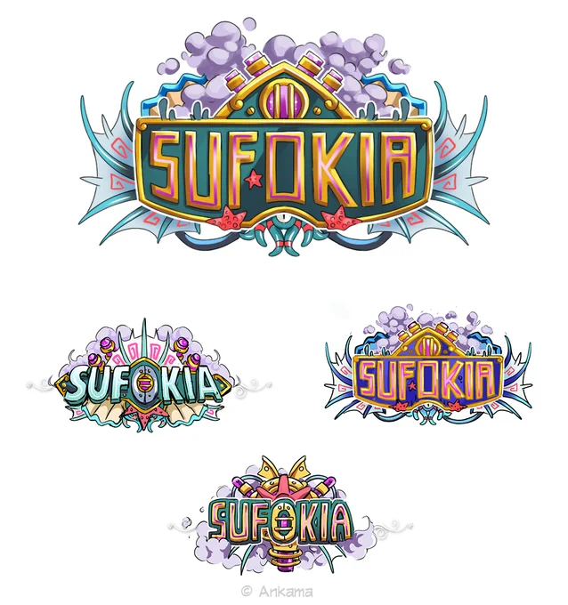 Voici les concepts que j'ai réalisé il y a un petit moment maintenant pour les bannières des factions du jeu Wakfu :) Au dessus la version gardée et en dessous les recherches #wakfu 