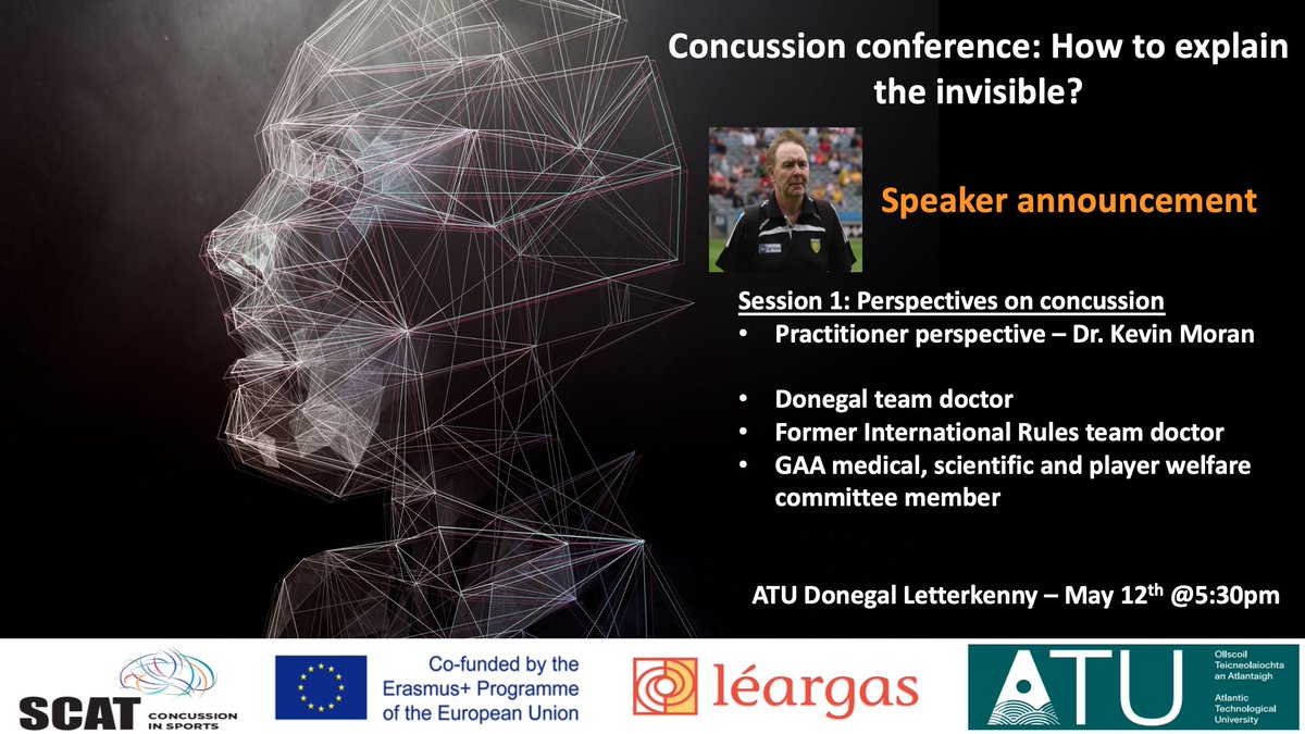 Rónán Doherty (@theronandoherty) on Twitter photo How to explain the invisible! SCAT project concussion conference series.
Speaker announcement: Dr. Kevin Moran
May 12th 5:30pm <a href="/atu_ie/">Atlantic Technological University</a> Letterkenny campus @LYIT
Tickets: eventbrite.ie/e/how-to-expla…
This is a free event! How to explain the invisible! SCAT project concussion conference series.
Speaker announcement: Dr. Kevin Moran
May 12th 5:30pm <a href="/atu_ie/">Atlantic Technological University</a> Letterkenny campus @LYIT
Tickets: eventbrite.ie/e/how-to-expla…
This is a free event!