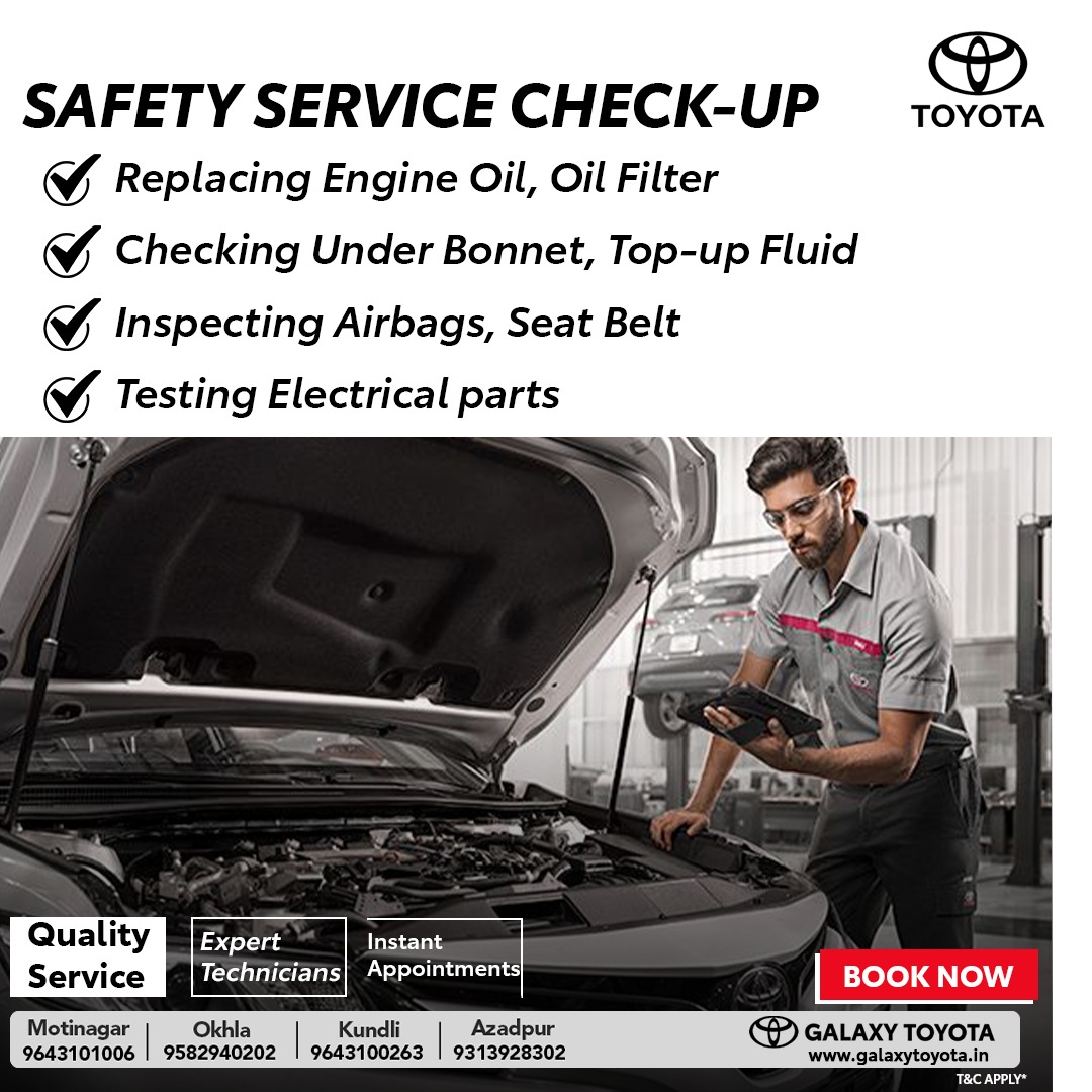 GalaxyToyotacom's tweet image. Experience Toyota's superior safety check-up service at #GalaxyToyota to ensure that your vehicle is functioning properly.
.
Book your appointment now:- bit.ly/Book-Toyota-Ca…
*T&amp;amp;C Apply.
.
#Carsafetycheck #Carcare #Toyota #Carservice #Maintenance #Autoservice #Automotiverepair