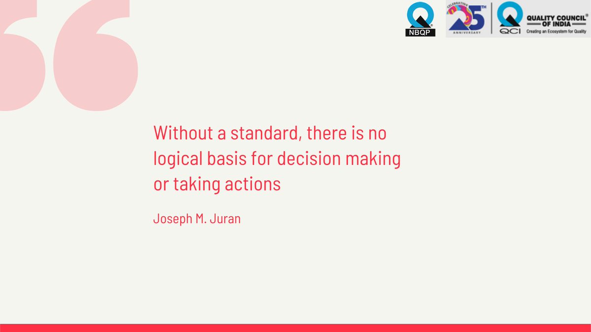 NBQP_QCI's tweet photo. Quote of the day
"Without a standard, there is no logical basis for decision making or taking actions"
~Joseph M. Juran
#qualityquote #Qualitymatters https://t.co/2JRSCkZSsa