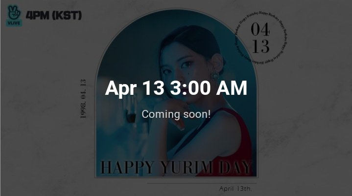 ‼️ A live de aniversaroio da Yurim será ás 3 horas, amanhã, no V Live‼️