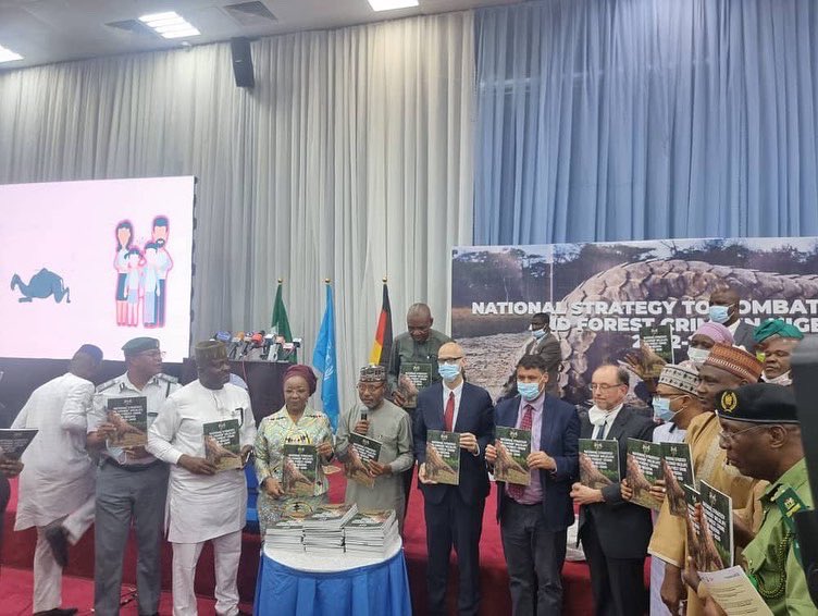 NESREANigeria's tweet photo. NESREA TODAY !

DG NESREA Prof Aliyu Jauro presenting goodwill message at the Launching of the National Strategic Plan For The Combat of Wildlife and Forest Crimes in Nigeria organised by the United Nations Office on Drugs and Crimes (UNODC) at NAF Conference Centre, Jahi Abuja. https://t.co/lsVuo7Egif