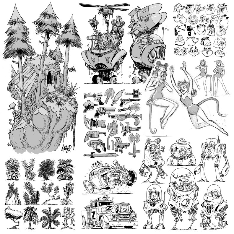 EtheringtonBros's tweet photo. Here's 1% of the designs from just ONE of my 600 PAGE sketchbooks. You can get my ENTIRE GIANT SKETCHBOOK TRILOGY (or single volumes to complete your collection) on LULU here: https://t.co/xuwSyjE3Rf
#gamedev #animationdev #conceptart #comics #gameart #draw #characterdesign https://t.co/snqS8Xmt07