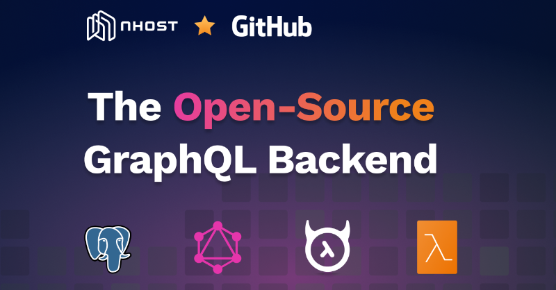 nhost's tweet photo. The ultimate open-source backend to build web and mobile apps.

- Database
- GraphQL
- Authentication
- Storage
- Functions