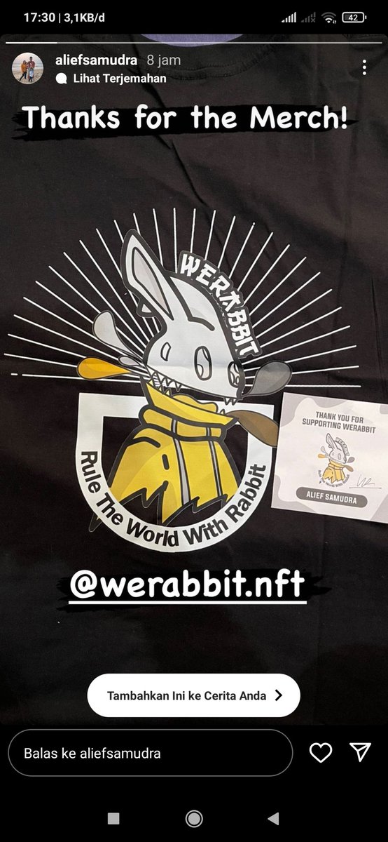 WeRabbit_NFT's tweet photo. Alhamdulillah baju sebagai wujud awal dari WeRabbit Membuat Brand nantinya.... Saya akan selalu update soal perkembangan WeRabbit 🙏

Terima kasih  sudah support

InsyaAllah awal May sudah ada toko online di Shope dan Tokped #RuleTheWorldWithRabbit

Baju ini khusus collector aja https://t.co/hMpLGnHUWQ