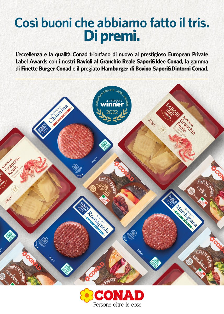 La #MDD <a href="/Conad/">Conad</a> non è un’etichetta o una pubblicità qualsiasi, ma un insieme di valori che si esprimono nelle marche e nei contenuti di prodotto che soddisfano i bisogni delle persone. Sono orgoglioso di questi premi.