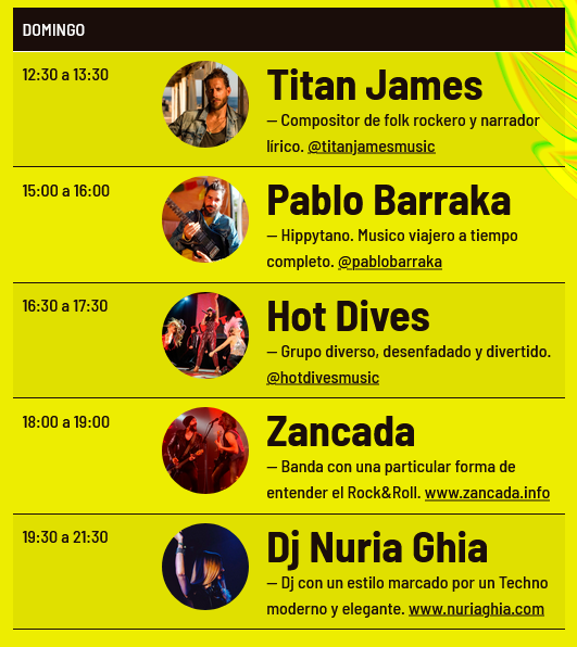 🟡🌱 Si aún no tienes claro qué dia venir al VegFest del 11 y 12 de junio en Barcelona, quizás el programa de artistas musicales te ayude a decidirte 😄

+ info: Veg-fest.org

🧾 Venta de entradas: entradium.com/es/events/vegf…