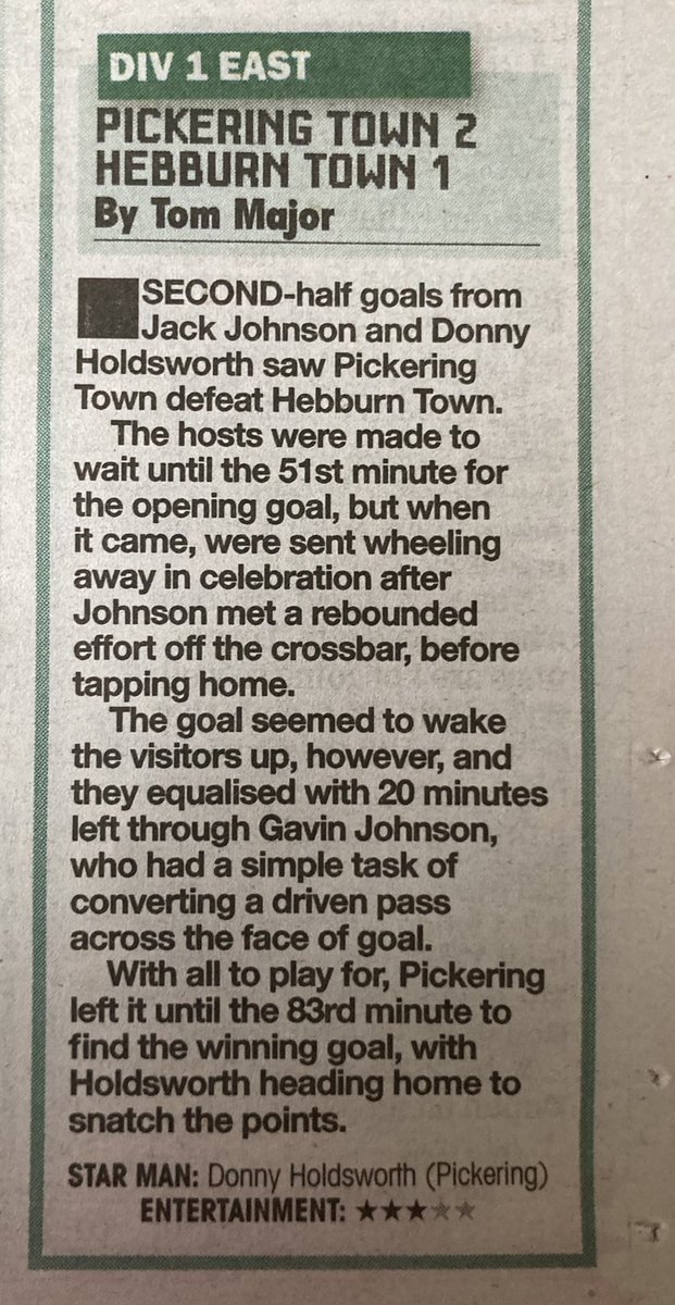 FanPickering's tweet image. Match Report in the @NonLeaguePaper of Saturday’s home fixture vs Hebburn Town 

@PickeringTownFC 

#UPTHEPIKES