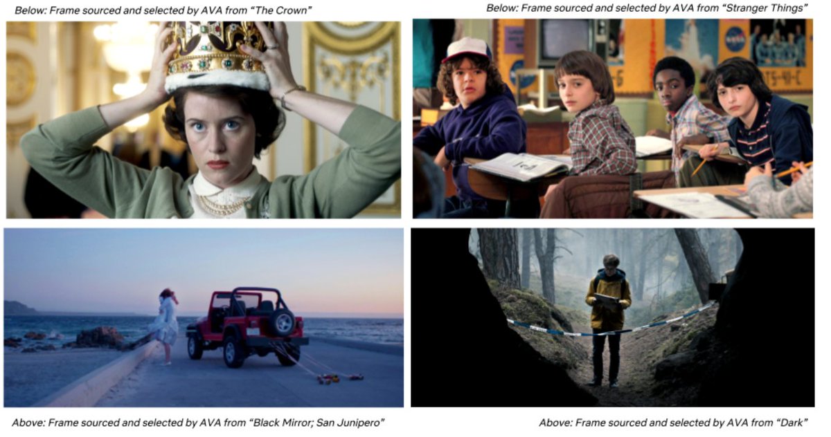 piscitelli's tweet photo. AVA: The Art and Science of Image Discovery at Netflix https://t.co/ArMIcgHlgB
Within a single one-hour there are nearly 86,000 static video frames. Traditionally stills are selected by human curators. Not any more #frameannotation #visualmetadata #imageranking @SiomaraVitto https://t.co/oRXsMbWHLq