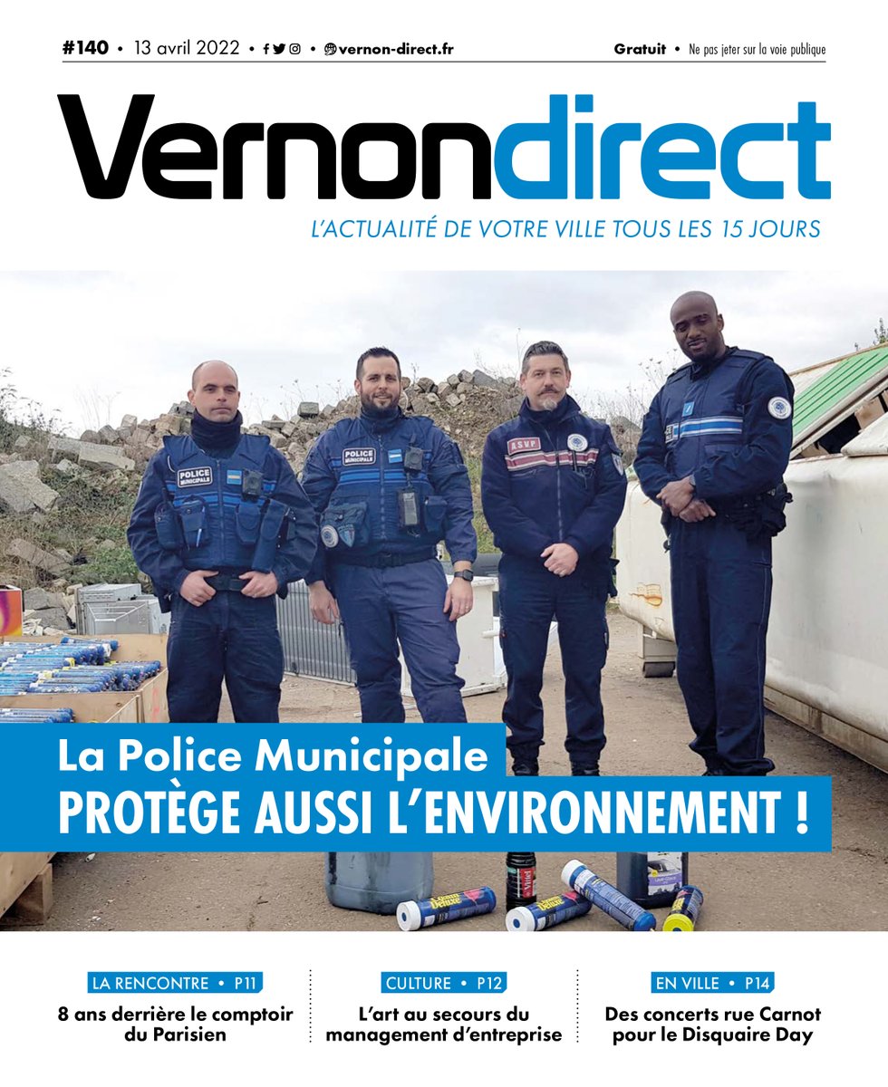 VilledeVernon's tweet photo. 📣#VernonDirect n°1️⃣4⃣0⃣ est en ligne
A la Une : La PM protège aussi l'environnement !👮♂️
Actus : #electionspresidentielles2022 au 2è tour, votez!
En ville : Disquaire Day, des concerts chez Barney
Sports : Le CFCV pieds et poings déliés 🥊
👉https://t.co/GIxiezezEU https://t.co/f6I74XrdSD