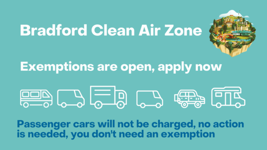 Burley_Matters's tweet photo. Exemptions now available for local business in Bradford Clean Air Zone. Check your vehicle now.
https://t.co/uF1PX4Uo2d https://t.co/ModIXsYdgQ
