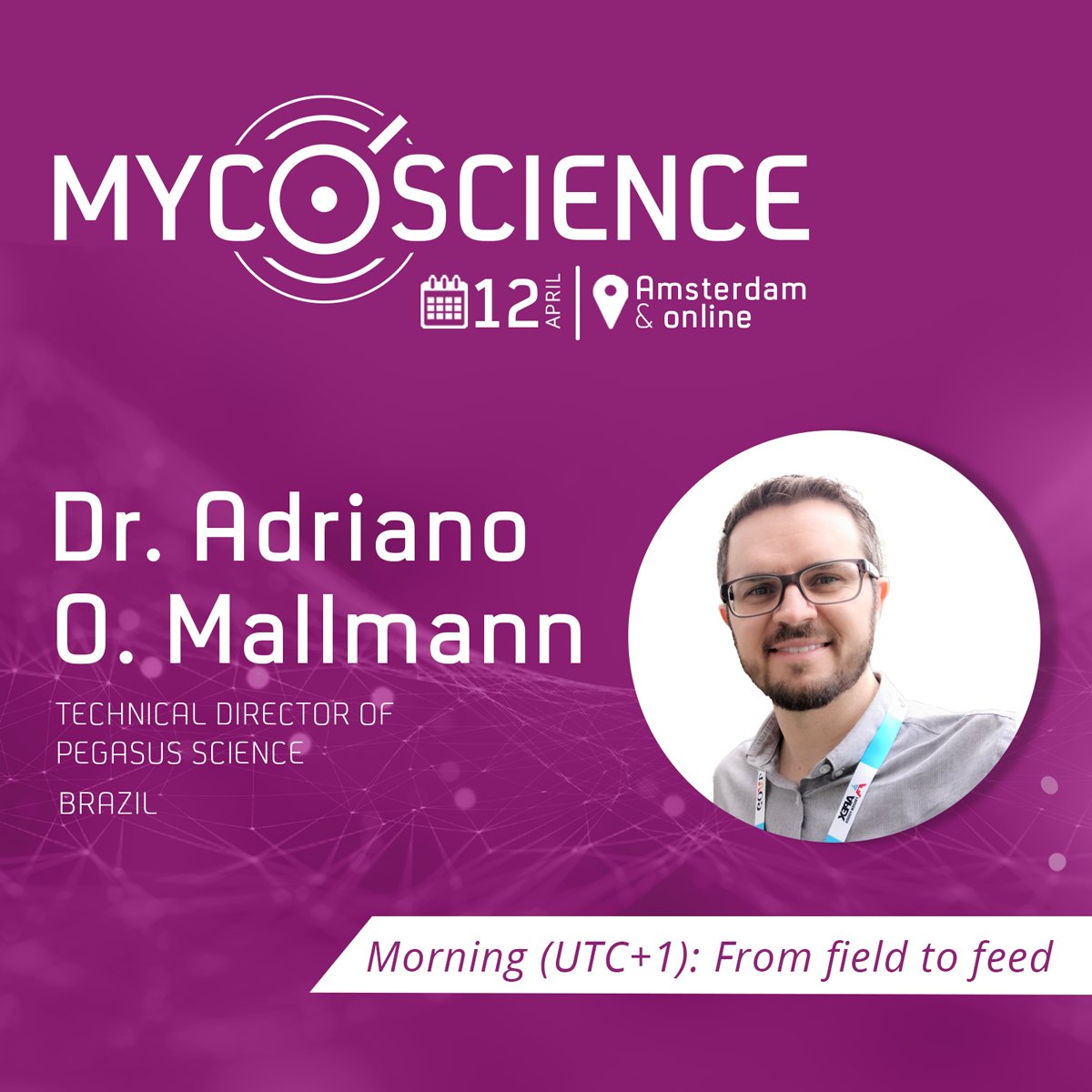 olmixgroup's tweet photo. 👨🏫 | It is with pleasure that we present our 4th speaker of today’s #MycoScience congress: Dr. Adriano O. Mallmann, from Pegasus Science, Brazil.
#MycoScience https://t.co/A3cFqCcLAt